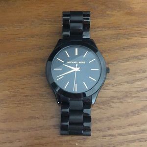 Black Slim Dial Michael Kors Watch with Gold Accents